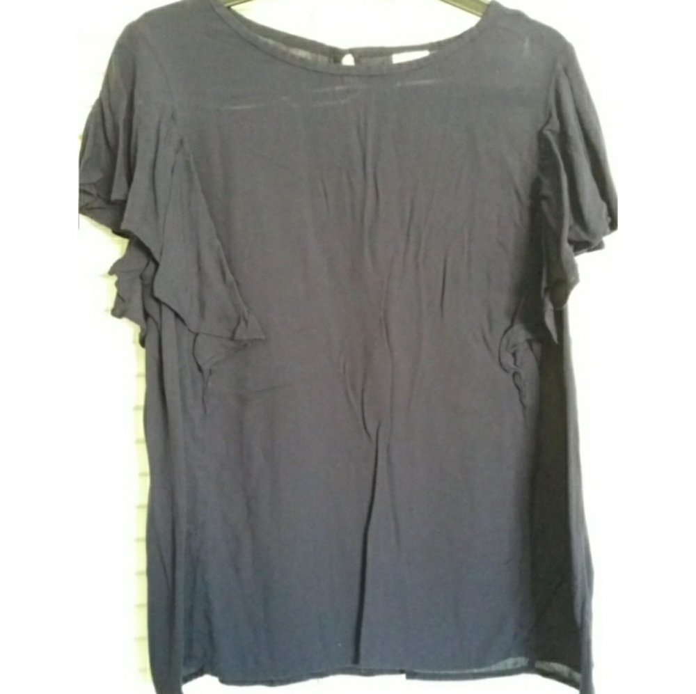 💖New💖navy ruffle sleeve dressy work top